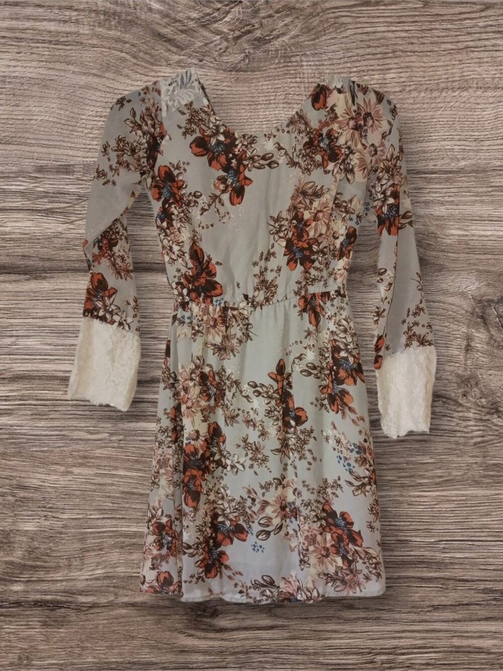 Charlotte Russe Floral Lace Bell Sleeve Dress - Size XS